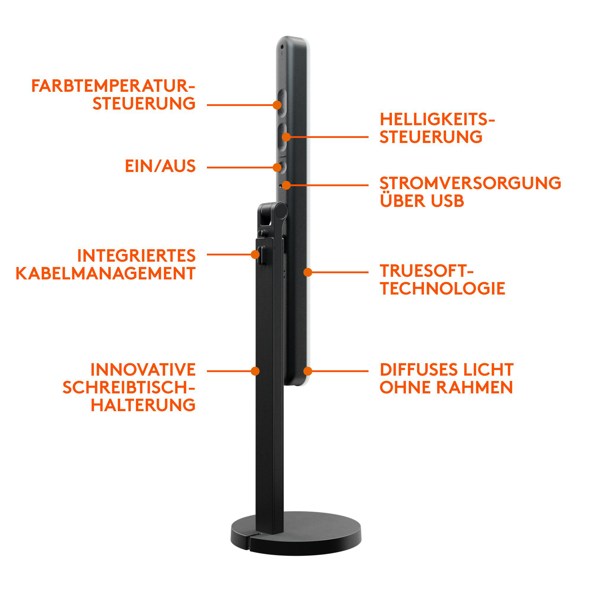 LOGITECH Litra Beam Streaming Lampe, 2700–6500K, 400 Lumen, USB-C, 93 CRI, Schwarz