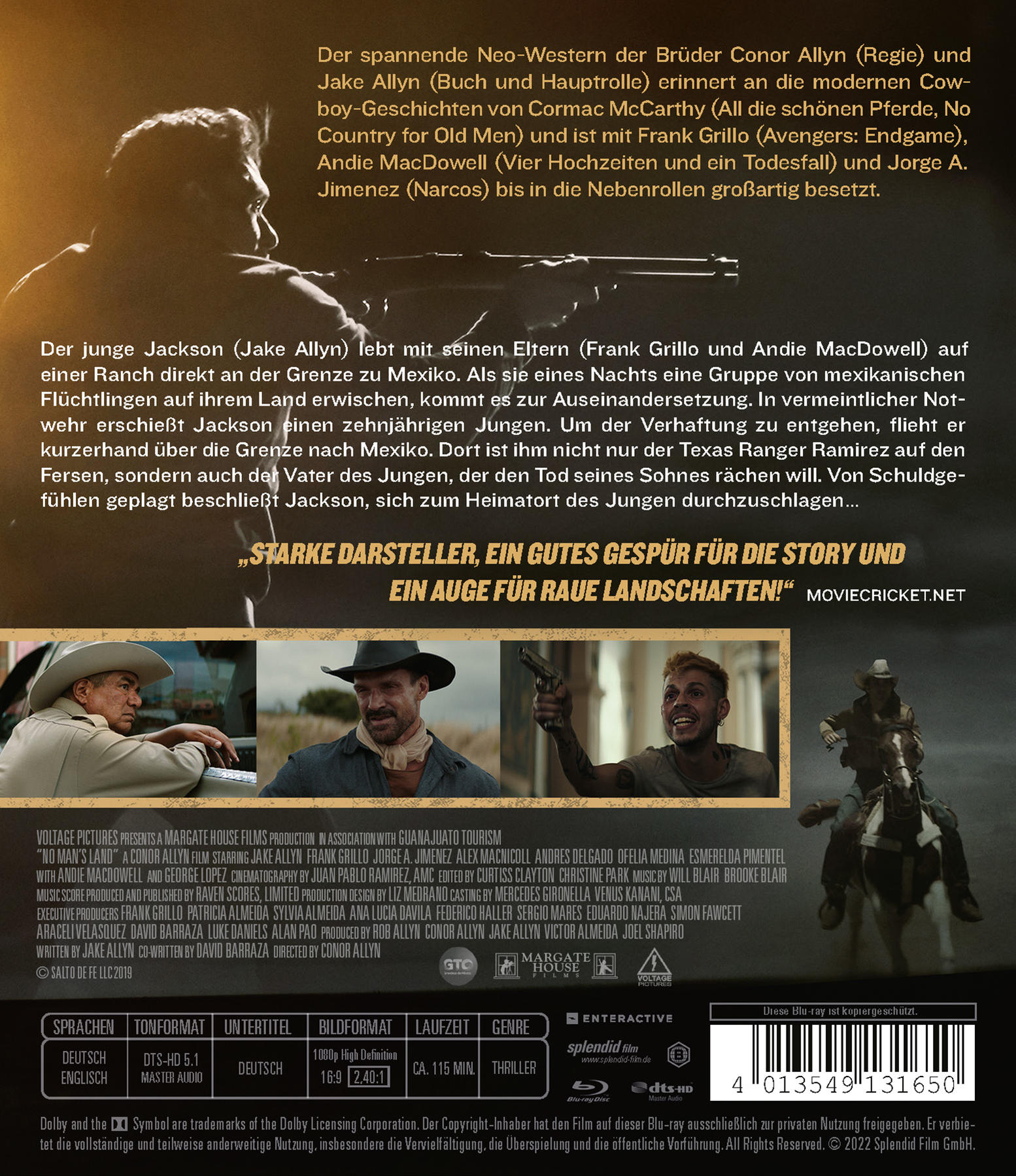 Filmposter mit Text und Bildern von Schauspielern in einem Western-Film.