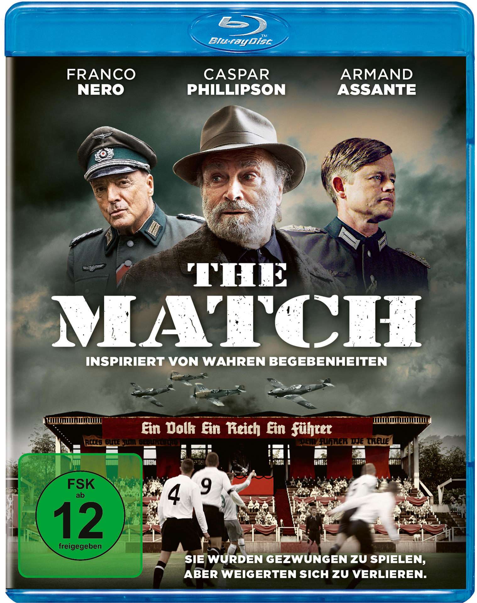 DVD-Cover: Männer in Uniformen, ein Filmposter mit dem Titel 'The Match', mit einer Fußballszene.