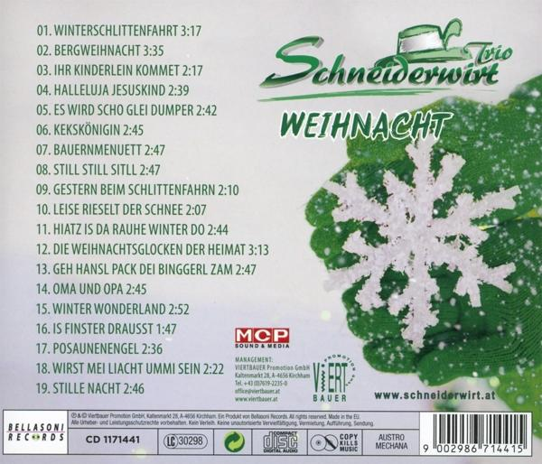 (CD) - Weihnacht - Schneiderwirt Trio