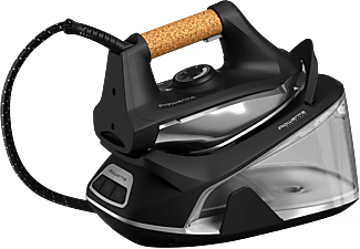 Centro de planchado | Rowenta Easy Steam VR7361F0, 2400W, 5.9 bar, 1.4 280 g/min, Suela Airglide, Función vapor vertical, Eco, Negro y aluminio