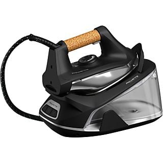 Centro de planchado - Rowenta Easy Steam VR7361F0, 2400W, 5.9 bar, 1.4 L, 280 g/min, Suela Airglide, Función vapor vertical, Eco, Negro y aluminio