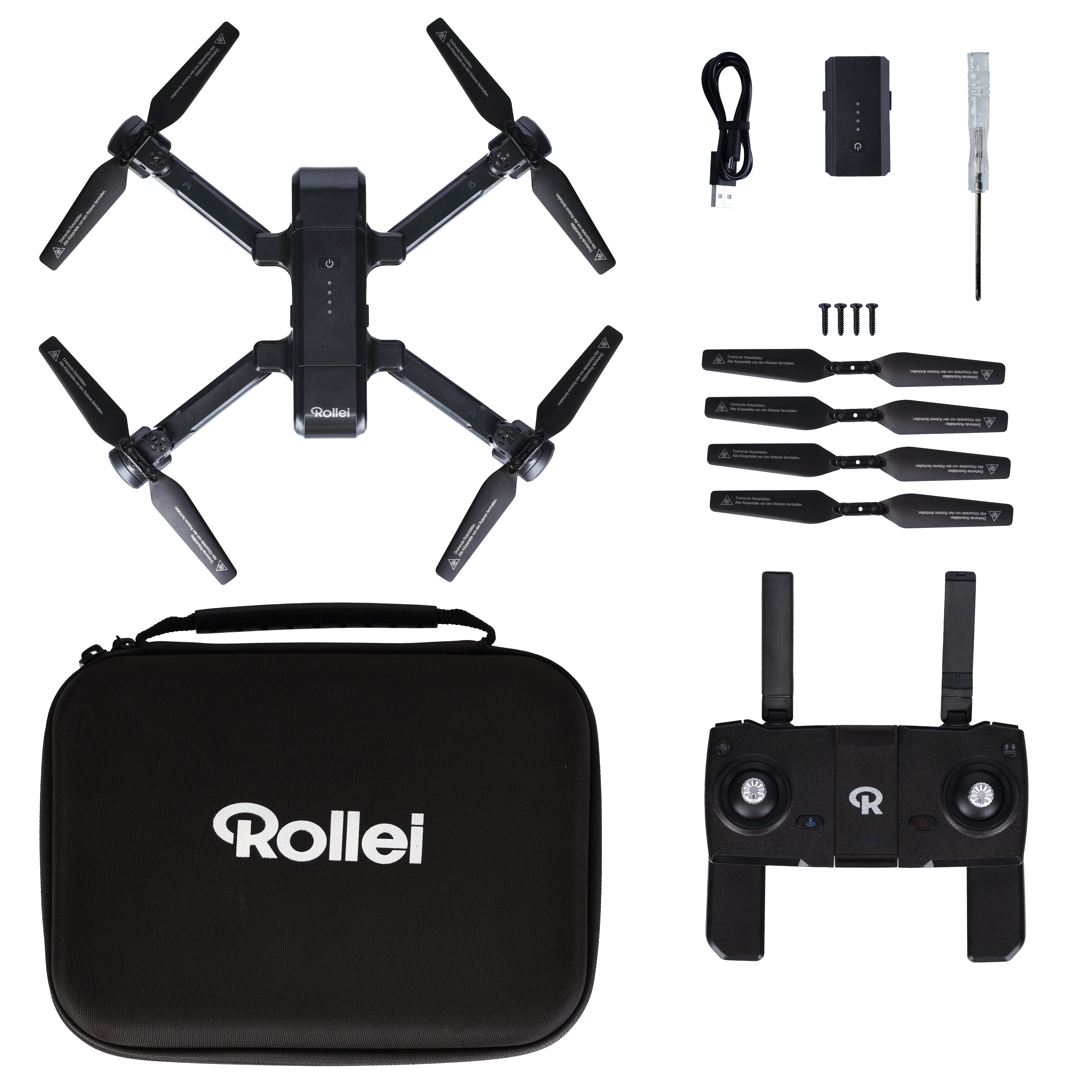 ROLLEI Fly 100Pro faltbare Drohne mit GPS, Schwarz