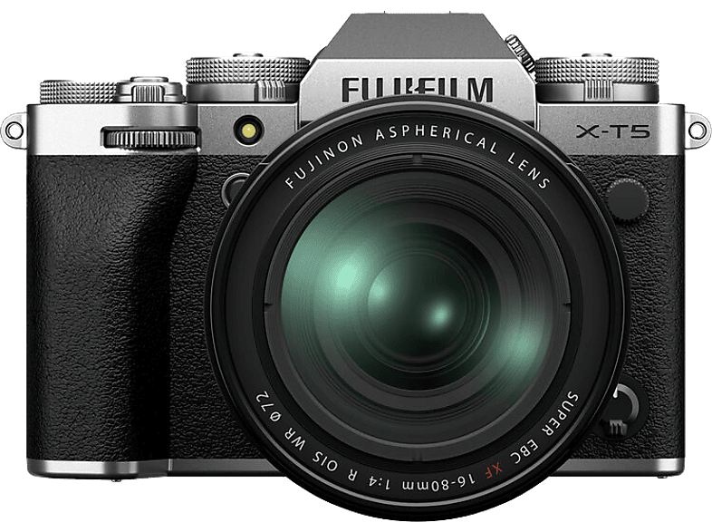 FUJIFILM X-T5 váz + XF 16-80 mm f4 R OIS WR Digitális tükörnélküli fényképezőgép szett, ezüst