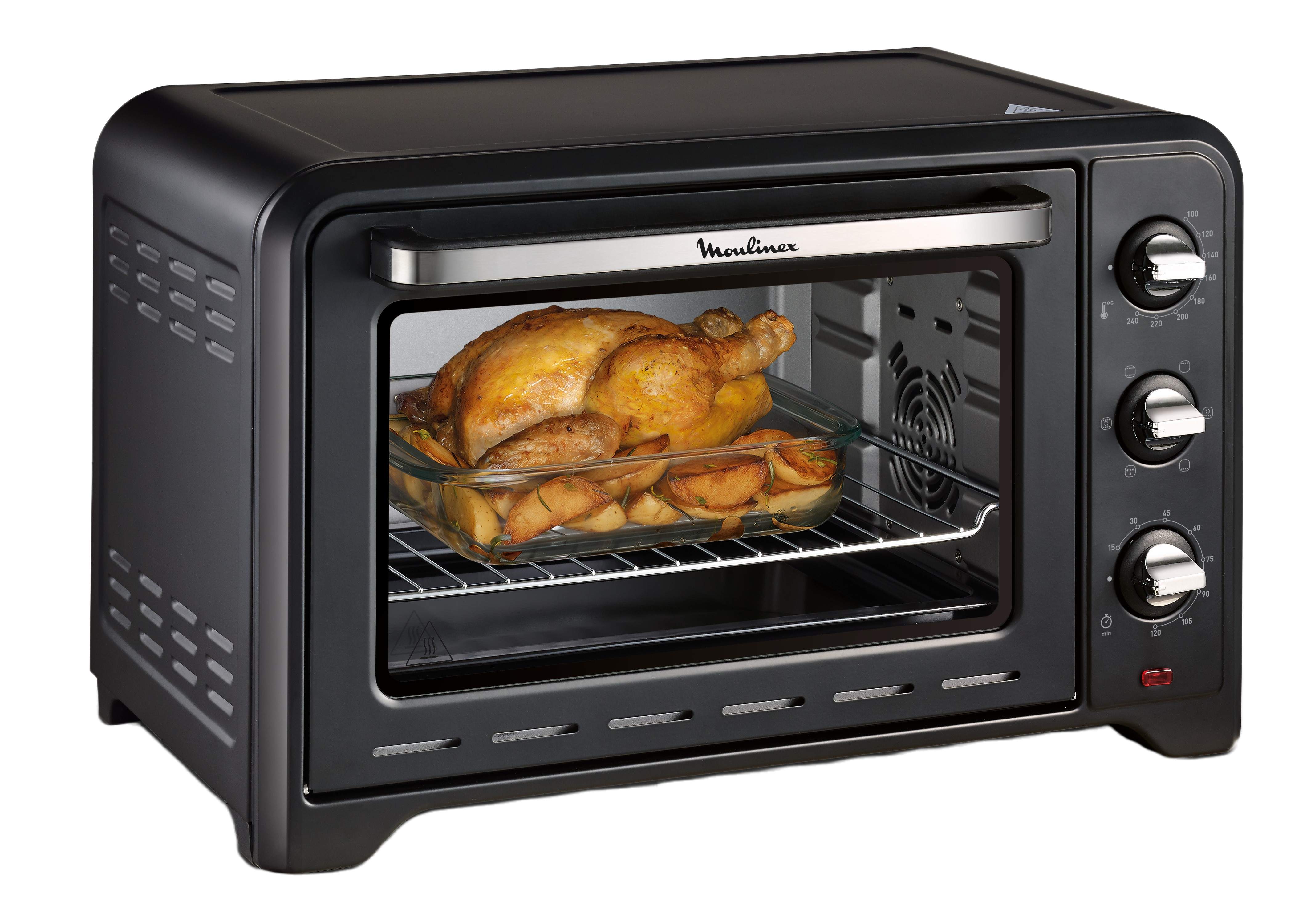 Mini horno - Moulinex OX4648 OPTIMO, 1600 W, Capacidad 33 L, Hasta 240°C, 6 modos de cocción, Temporizador 120 min., Accesorios incluidos, Negro