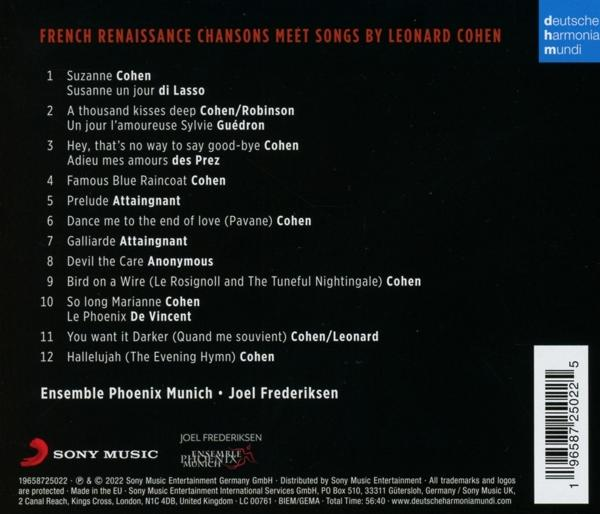 Rückseite einer CD. Enthält eine Titelliste, Text auf Französisch und das Sony Music Logo.