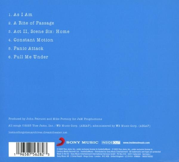 Albumcover mit Songtiteln und Künstlergutschrift auf blauem Hintergrund.