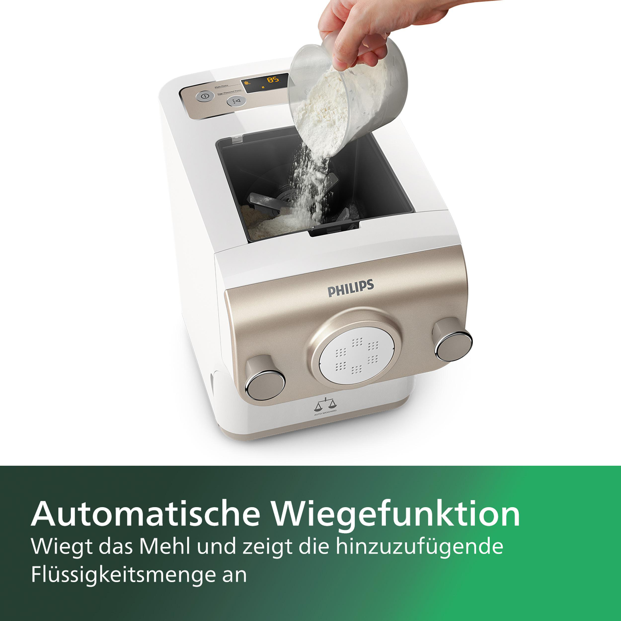 PHILIPS HR2381/05 Avance 6 Aufsätze, Nudelmaschine Weiß/Champagner
