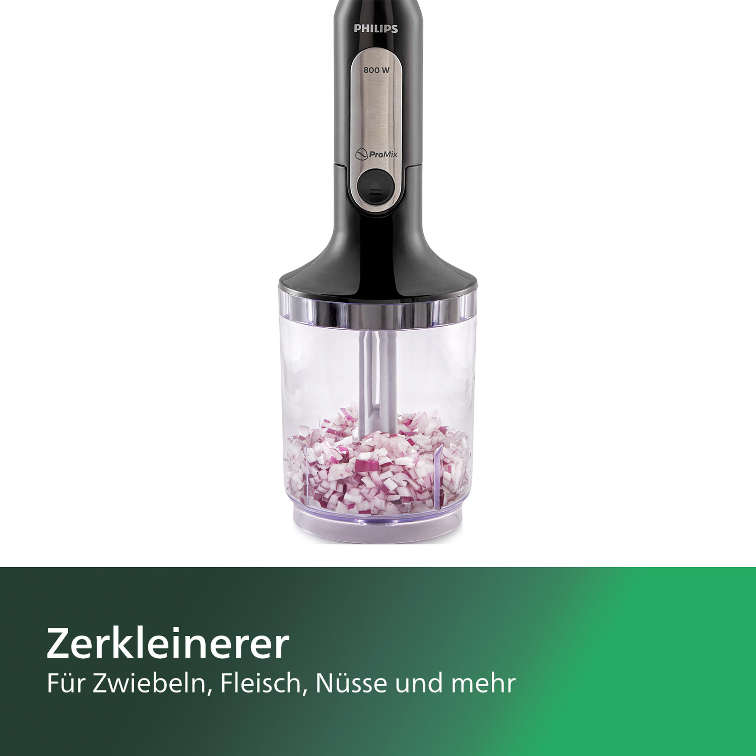 PHILIPS HR2657/90 Viva Collection Edelstahlklinge, variable Geschwindigkeit, Stabmixer Schwarz/Edelstahl (800 Watt, Zerkleinerer 1 Liter, Mixbecher 0.7 l)
