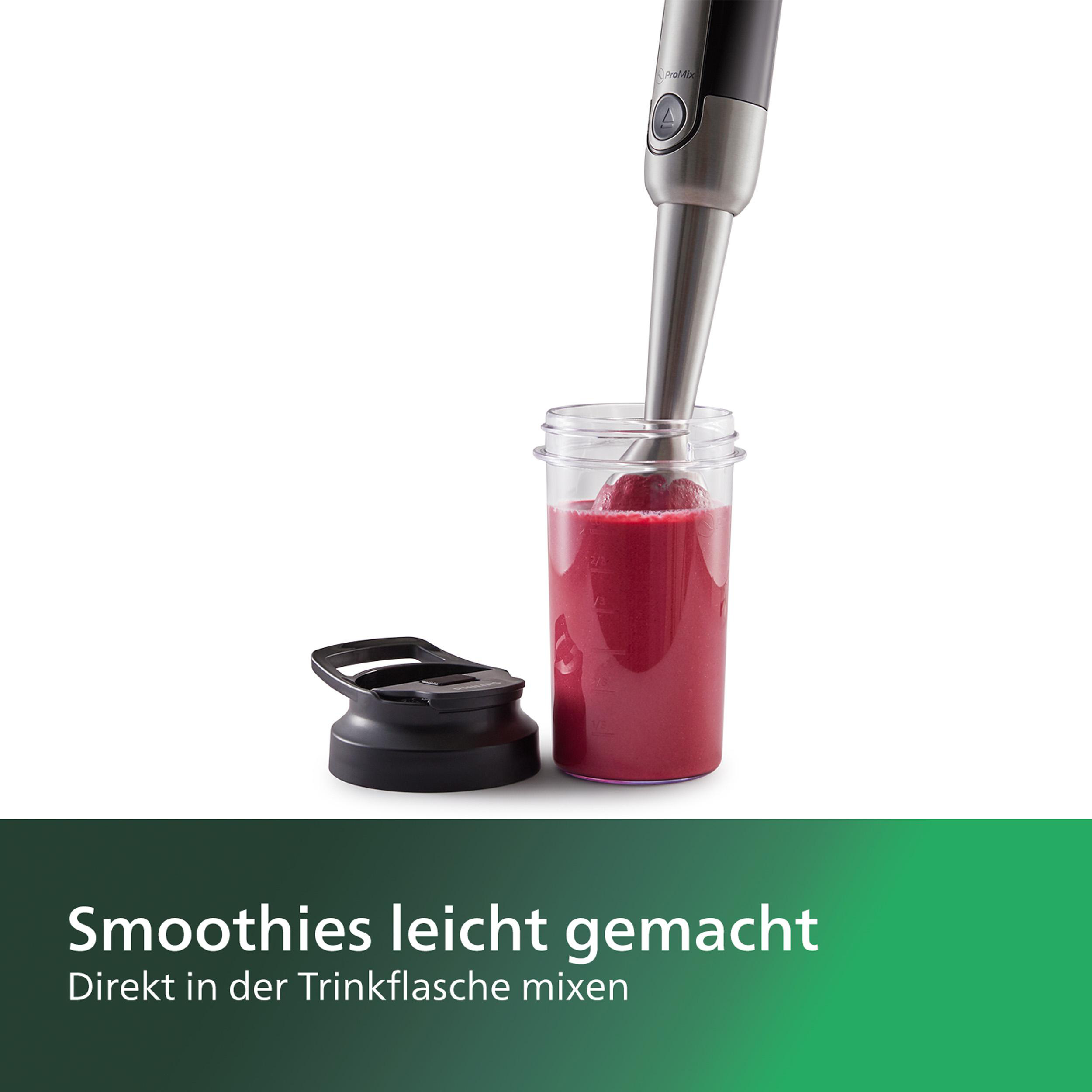 PHILIPS HR2650/90 ProMix Viva Collection Edelstahlklinge, variable Geschwindigkeit, Stabmixer Schwarz/Edelstahl (800 Watt, 0.7 Liter)