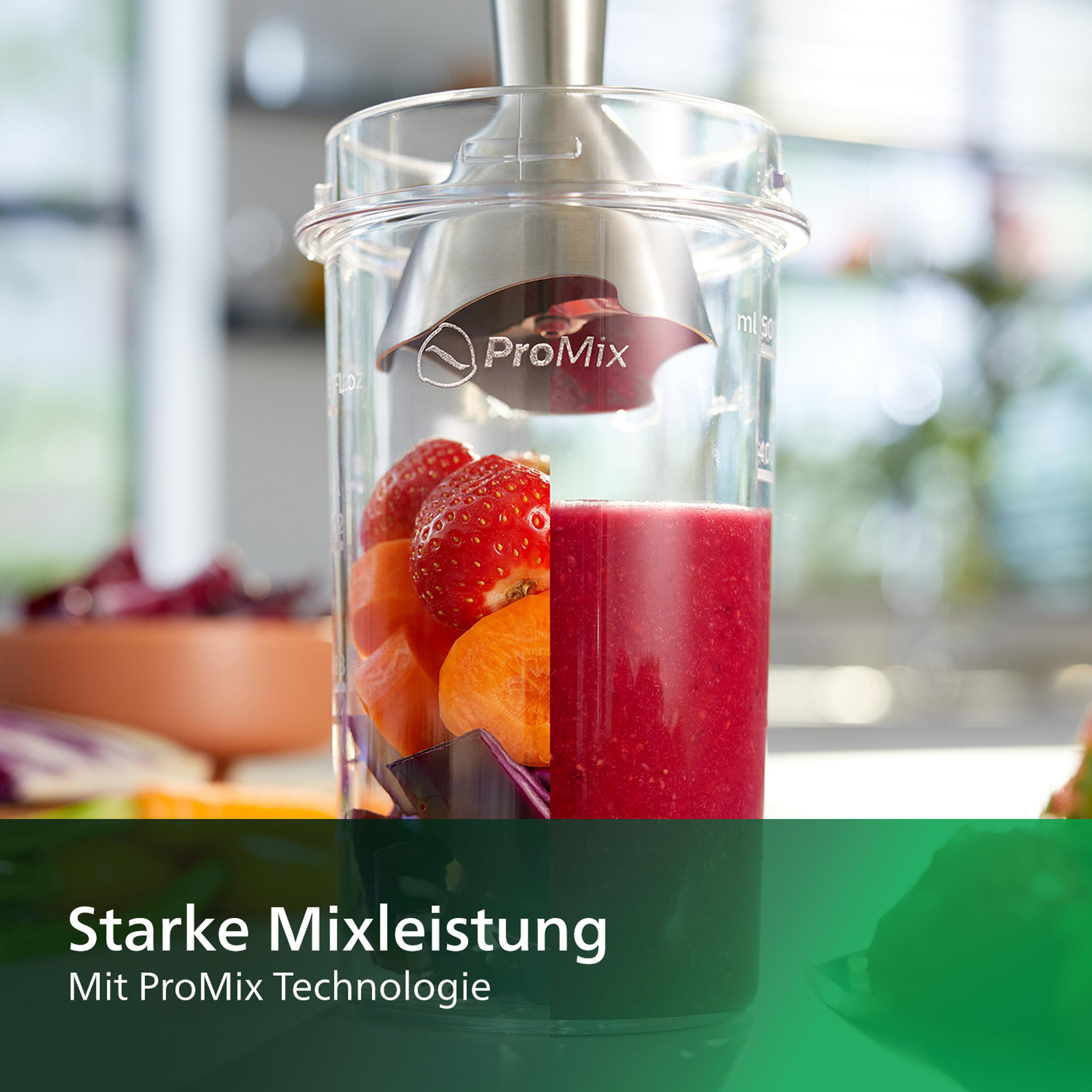 PHILIPS HR2657/90 Viva Collection Edelstahlklinge, variable Geschwindigkeit, Stabmixer Schwarz/Edelstahl (800 Watt, Zerkleinerer 1 Liter, Mixbecher 0.7 l)