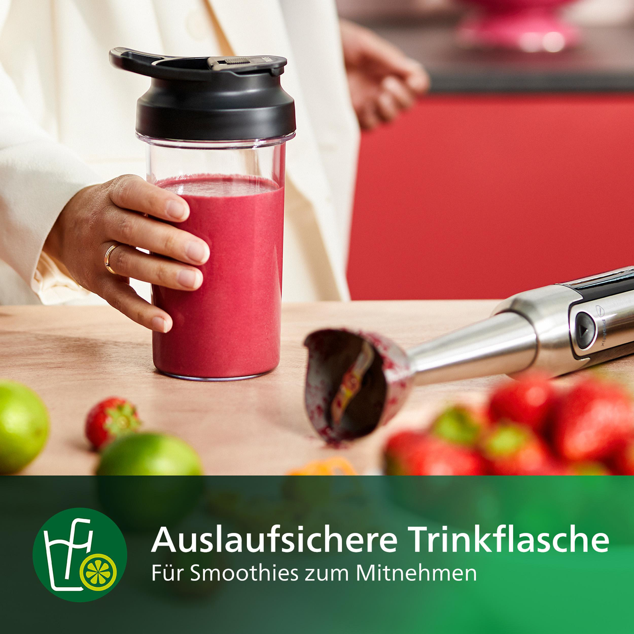 PHILIPS HR2650/90 ProMix Viva Collection Edelstahlklinge, variable Geschwindigkeit, Stabmixer Schwarz/Edelstahl (800 Watt, 0.7 Liter)