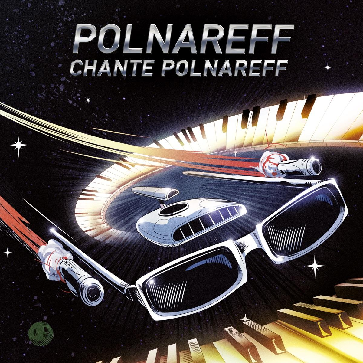 Pochette d'album avec des lunettes de soleil, un piano et des images spatiales.