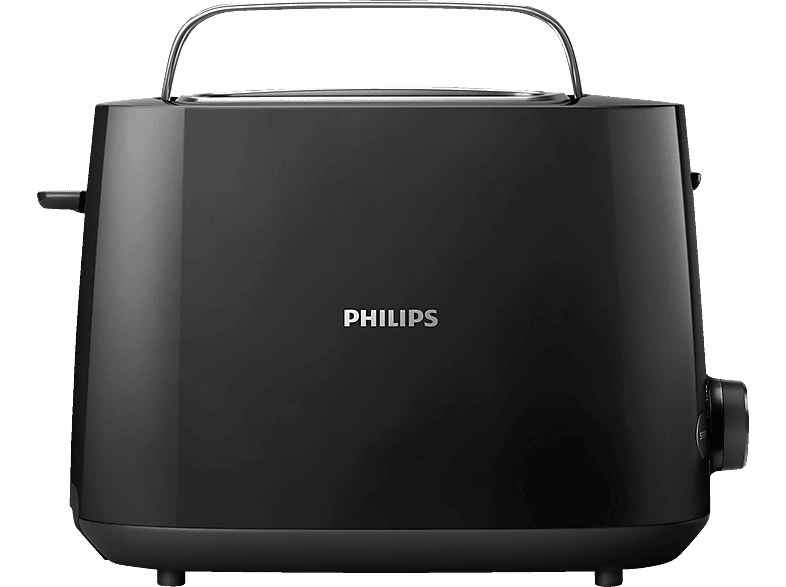 PHILIPS HD2581/90 Daily Collection 8 Stufen, Krümelschublade, Brötchenaufsatz Toaster Schwarz (830 Watt, Schlitze: 2)
