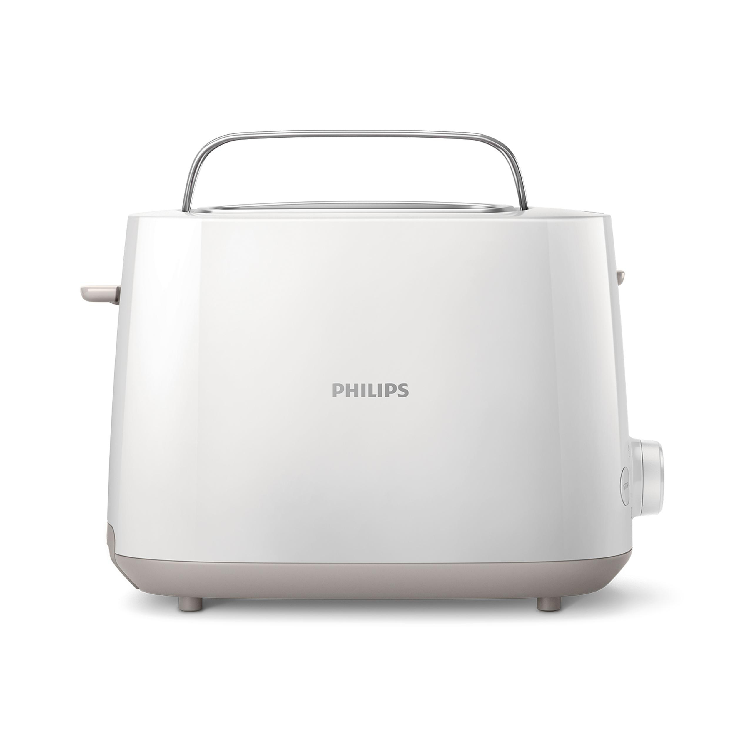 2) Stufen, Daily PHILIPS Brötchenaufsatz Collection Weiß HD2581/00 Toaster Krümelschublade, (830 Schlitze: 8 Watt,