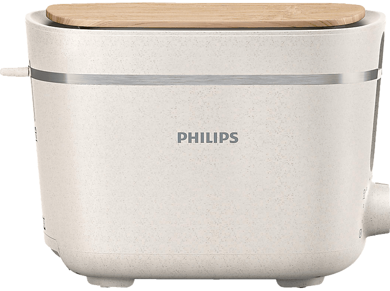 PHILIPS HD2640/10 Serie 5000 Eco Conscious Edition 8 Stufen, Krümelschublade, Brötchenaufsatz Toaster Seidenweiß matt (830 Watt, Schlitze: 2)