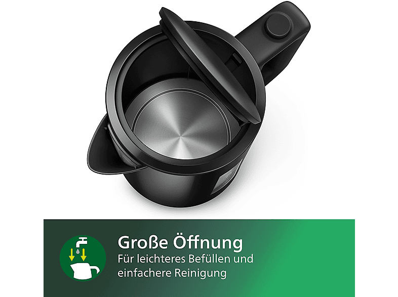 PHILIPS HD9318/20 Series 3000 1.7 Liter Wasserkocher, Schwarz