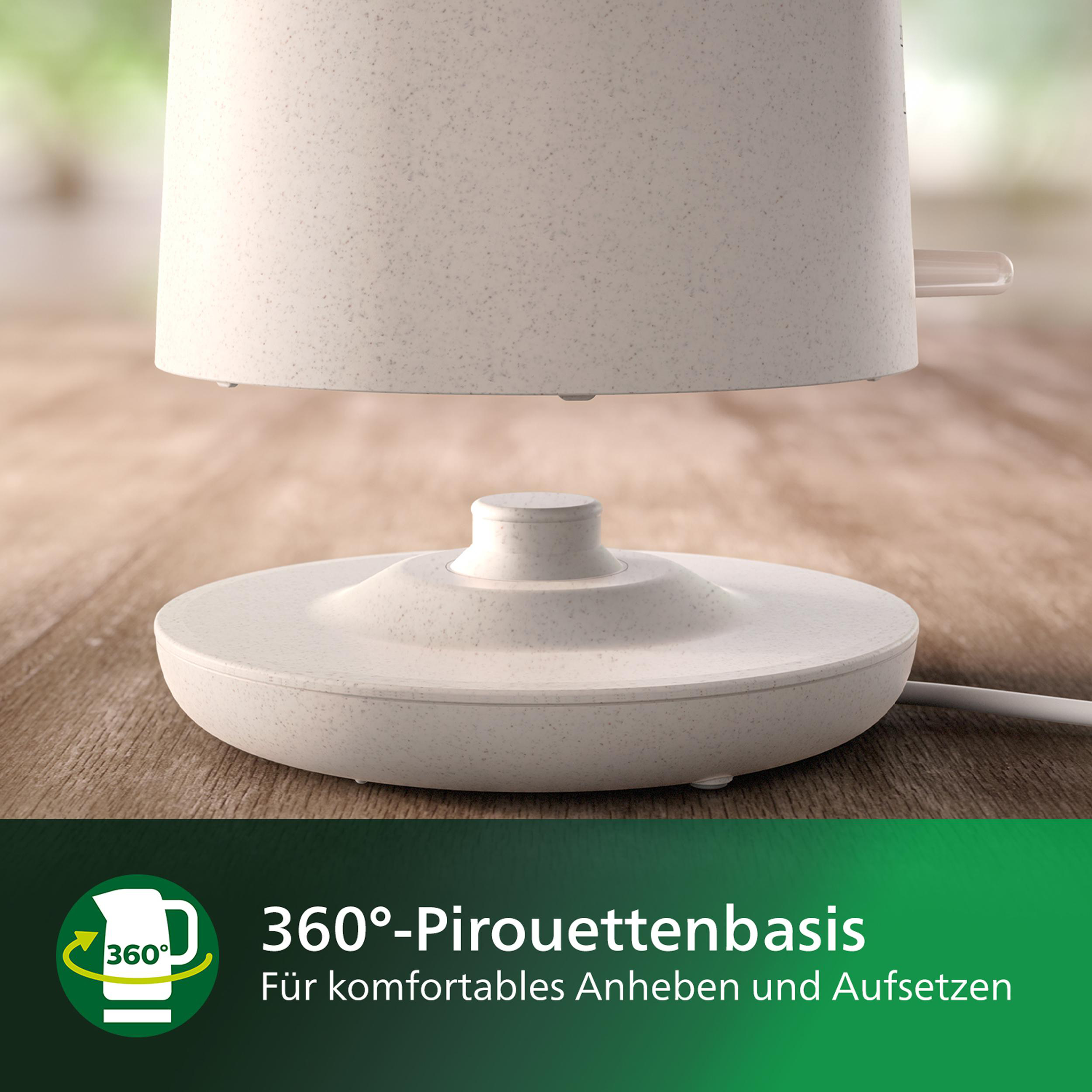 Weißer Sockel eines Luftbefeuchters mit weißem Oberteil und Text.