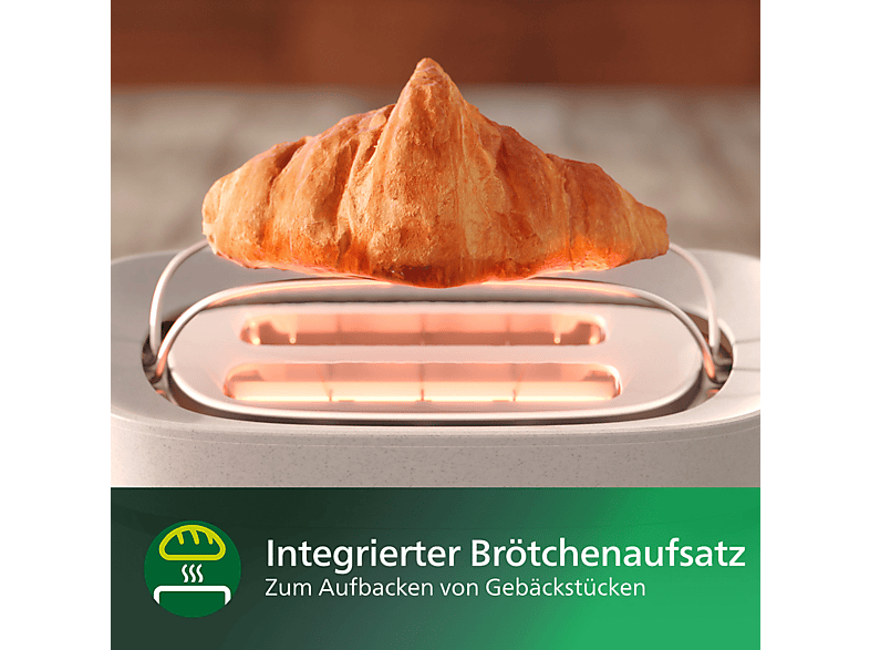 Thumbnail - PHILIPS HD2640/10 Serie 5000 Eco Conscious Edition 8 Stufen, Krümelschublade, Brötchenaufsatz Toaster Seidenweiß matt (8...