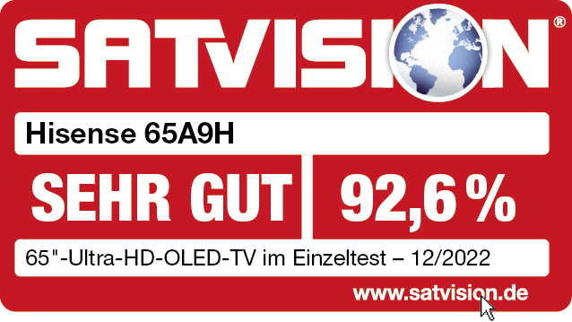 Satvision-Logo, Text 'SEHR GUT', Prozentsatz, Produktdetails und Website.