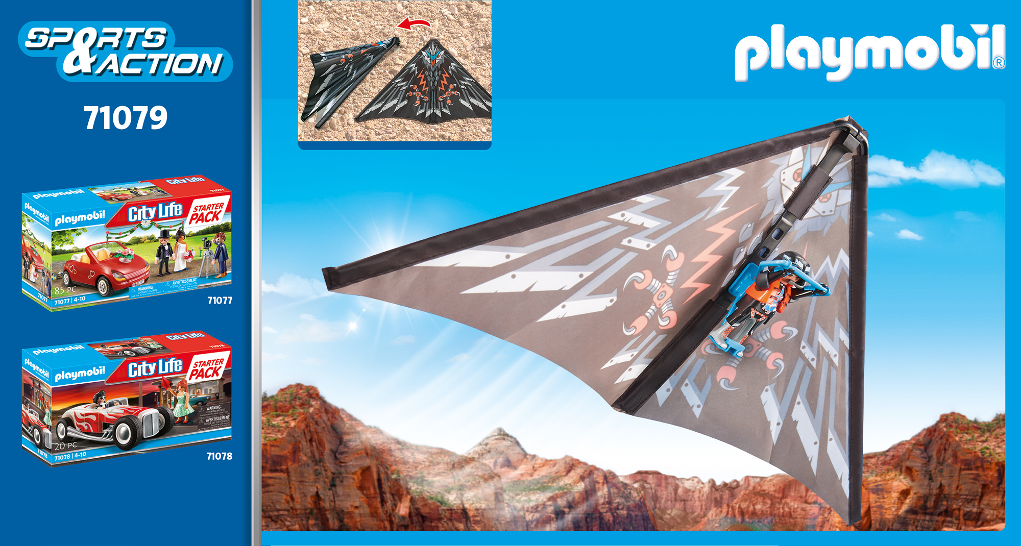 PLAYMOBIL Mehrfarbig Starter 71079 Spielset, Drachenflieger Pack