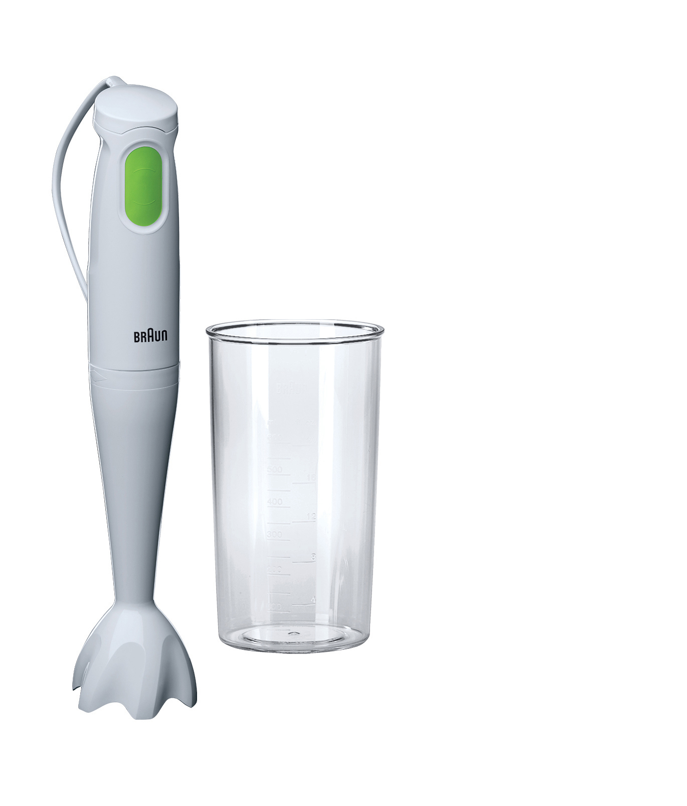 BRAUN MultiQuick 1 MQ 100 Soup Stabmixer Weiß/Grün (450 Watt, 0.6 Liter (Messbecher))