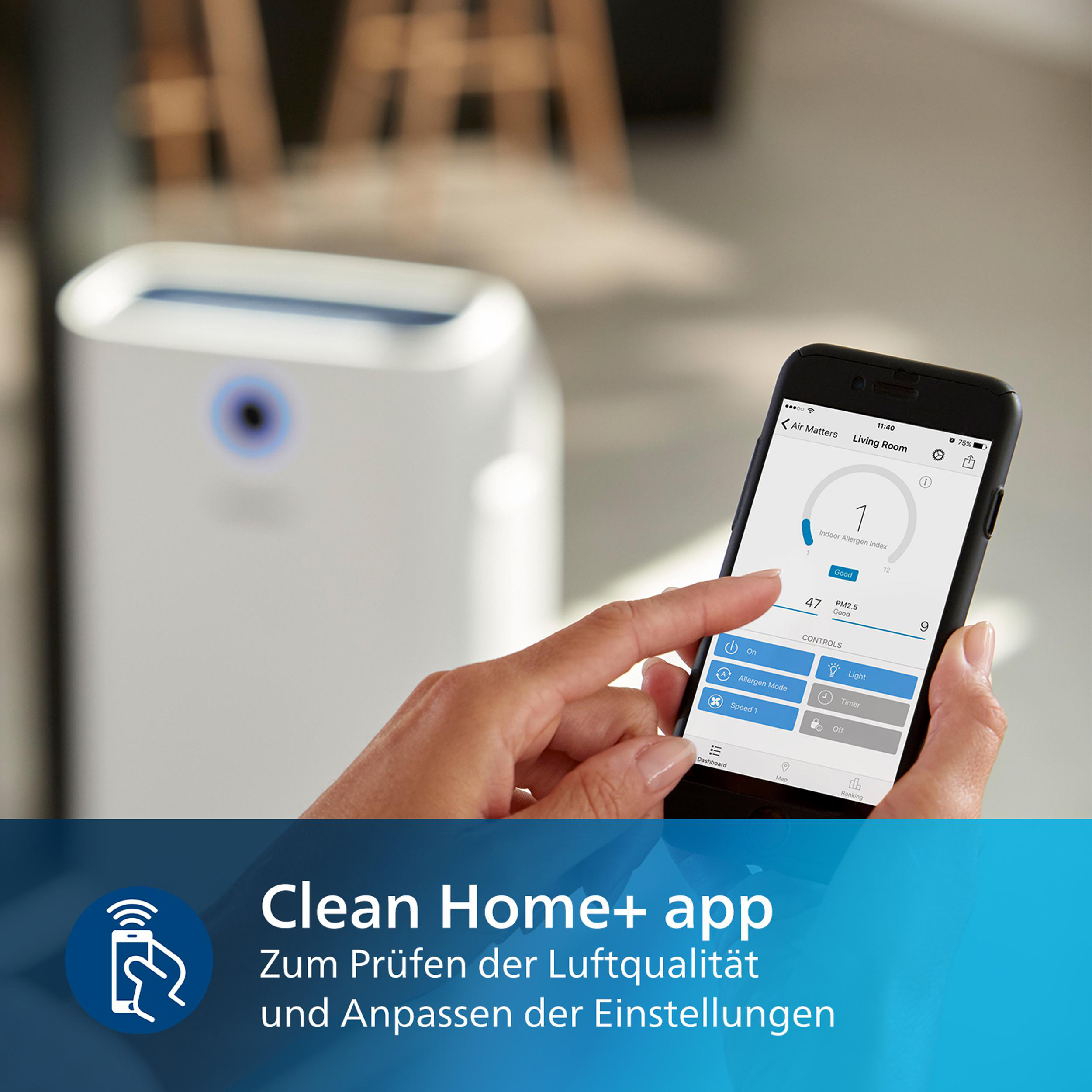 PHILIPS AC2729/10 Serie 2000, CADR 330 m³/h, sanfter Schlafmodus Luftreiniger und Luftbefeuchter Weiß (35 Watt, Raumgröße: 60 m², HEPA- und Aktivkohlefilter, Vorfilter)