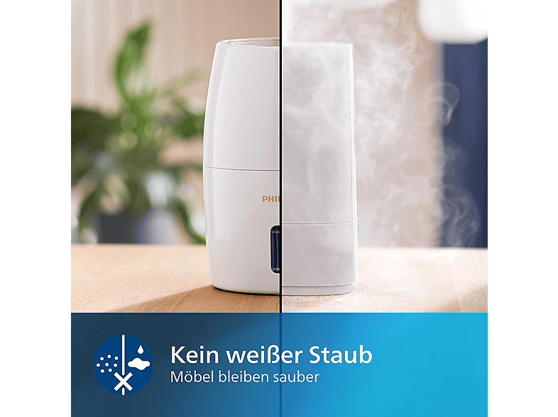PHILIPS HU2716/10 Series 2000, 2L, sanfter Schlafmodus, Luftbefeuchter Weiß/Roségold (17 Watt, Raumgröße: 32 m²)