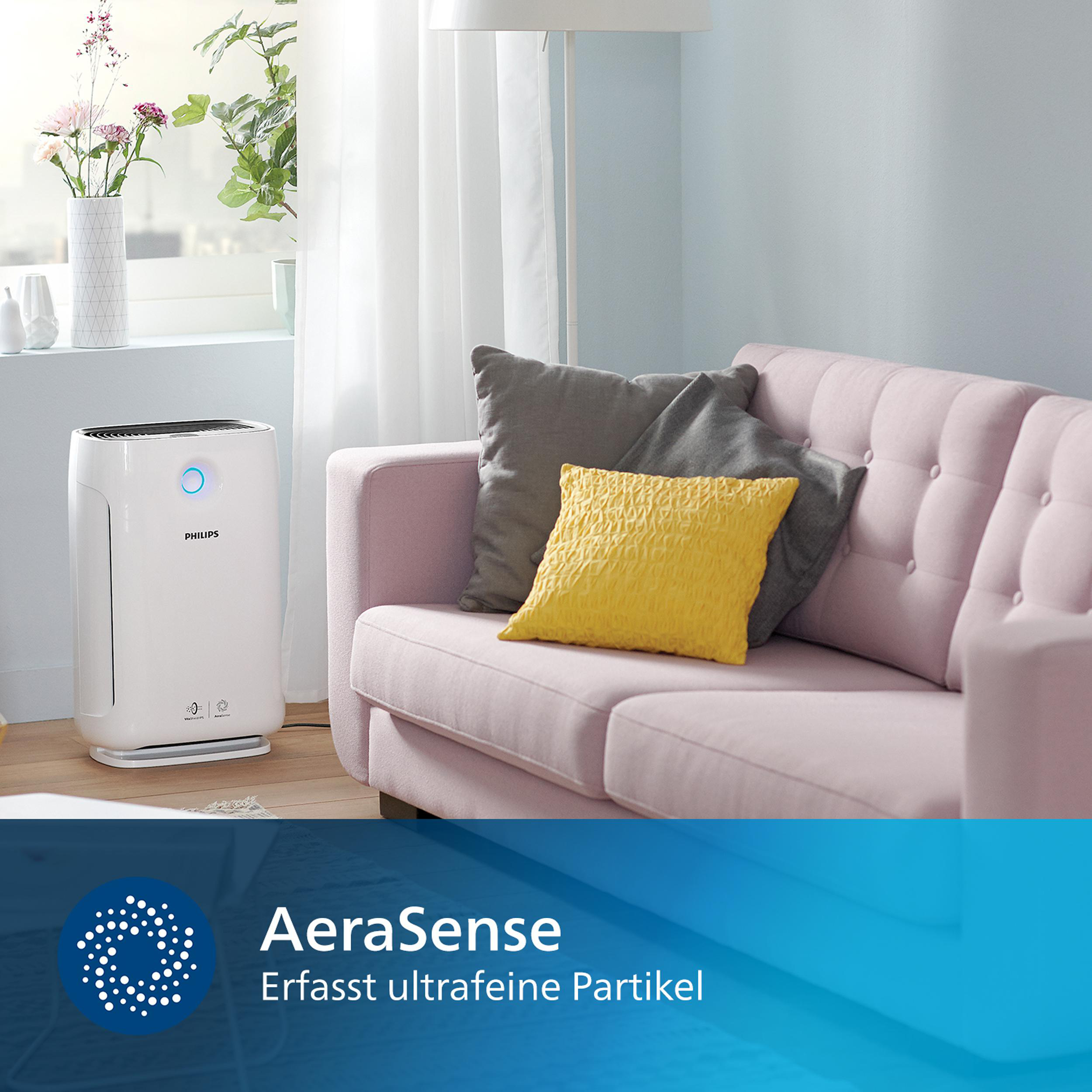PHILIPS AC2889/10 Serie 2000i, CADR 333 m³/h, sanfter Schlafmodus Luftreiniger Weiß/Schwarz (56 Watt, Raumgröße: 79 m², HEPA- und Aktivkohlefilter, Vorfilter)