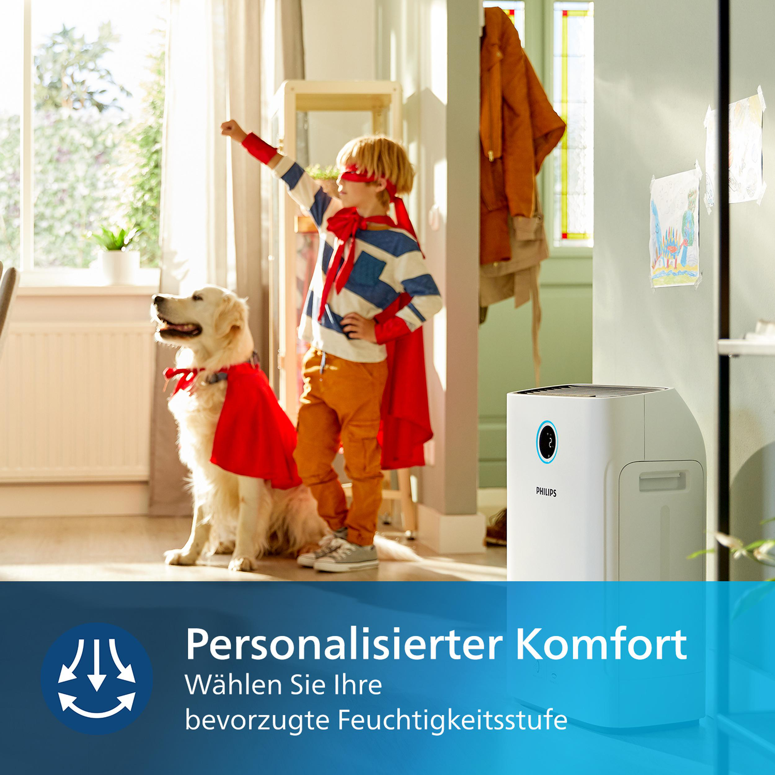 PHILIPS AC2729/10 Serie 2000, CADR 330 m³/h, sanfter Schlafmodus Luftreiniger und Luftbefeuchter Weiß (35 Watt, Raumgröße: 60 m², HEPA- und Aktivkohlefilter, Vorfilter)