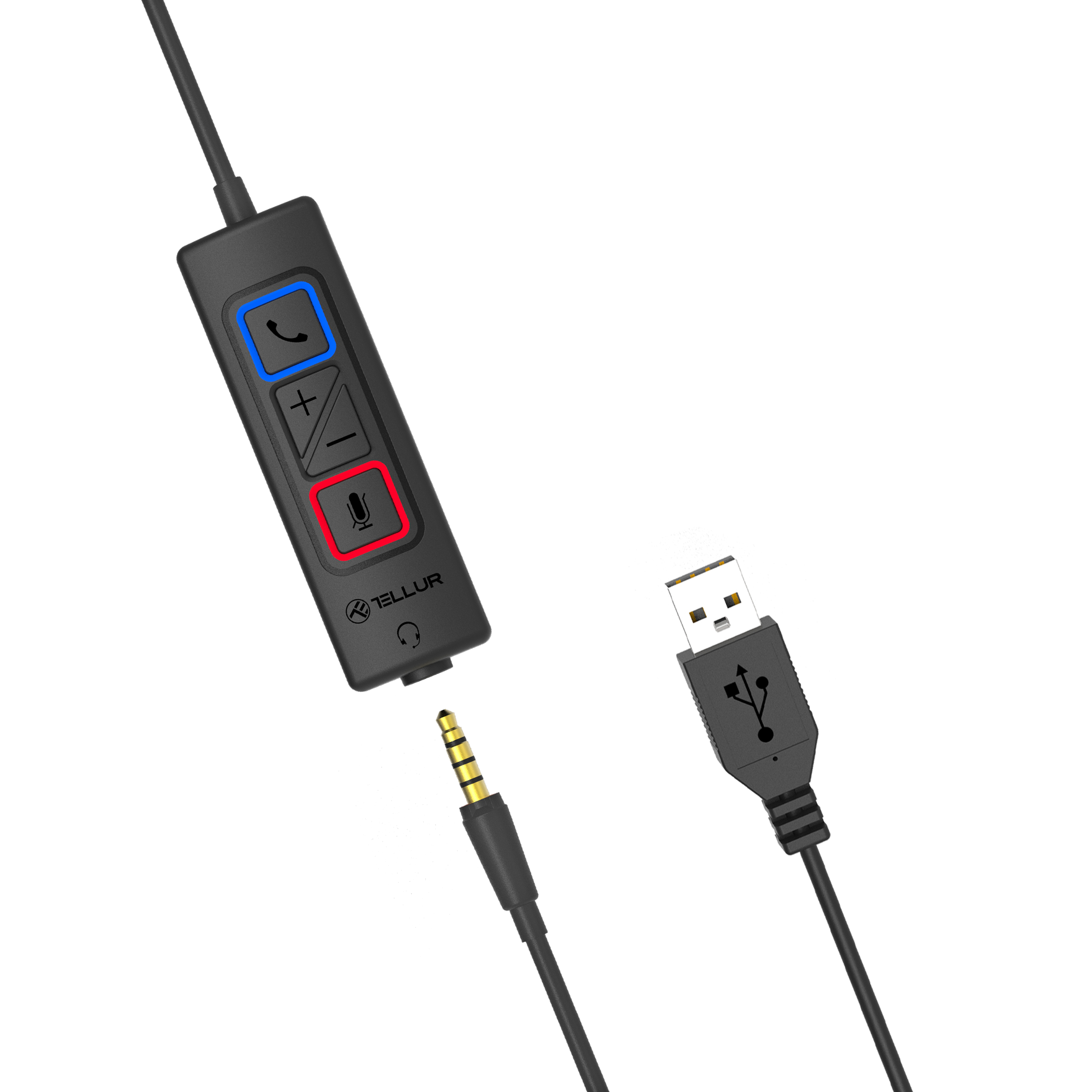 binaural, Schwarz USB-Buchse mm, 420, TELLUR Stimme Kopfhörer 3,5 Over-ear