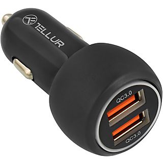 Cargador USB para coche - TELLUR FCC, Samsung, Apple Smartphone, Black