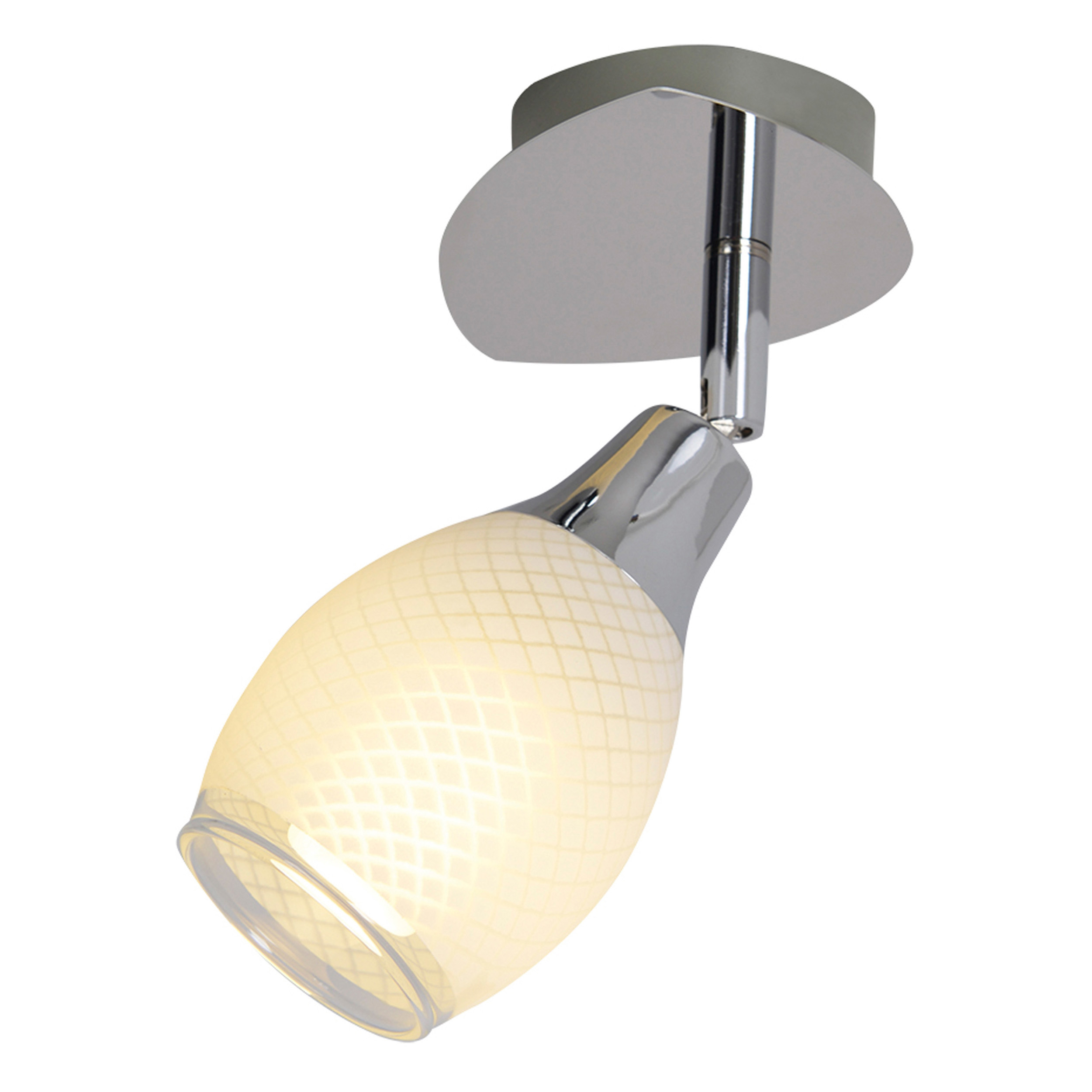 Chrom- und weißer Scheinwerfer. Es ist auf weißem Hintergrund. Die Lampe hat ein einzigartiges Design.