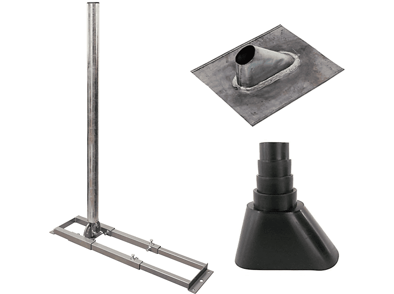 PREMIUMX PROFI X100-48 schwarz Dachsparrenhalterung, Manschette Stahl Dachsparrenhalter Silber Blei-Ziegel