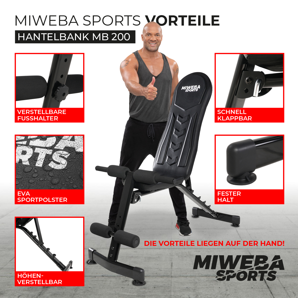 MIWEBA SPORTS Kraftstation MB200 schwarz Hantelbank