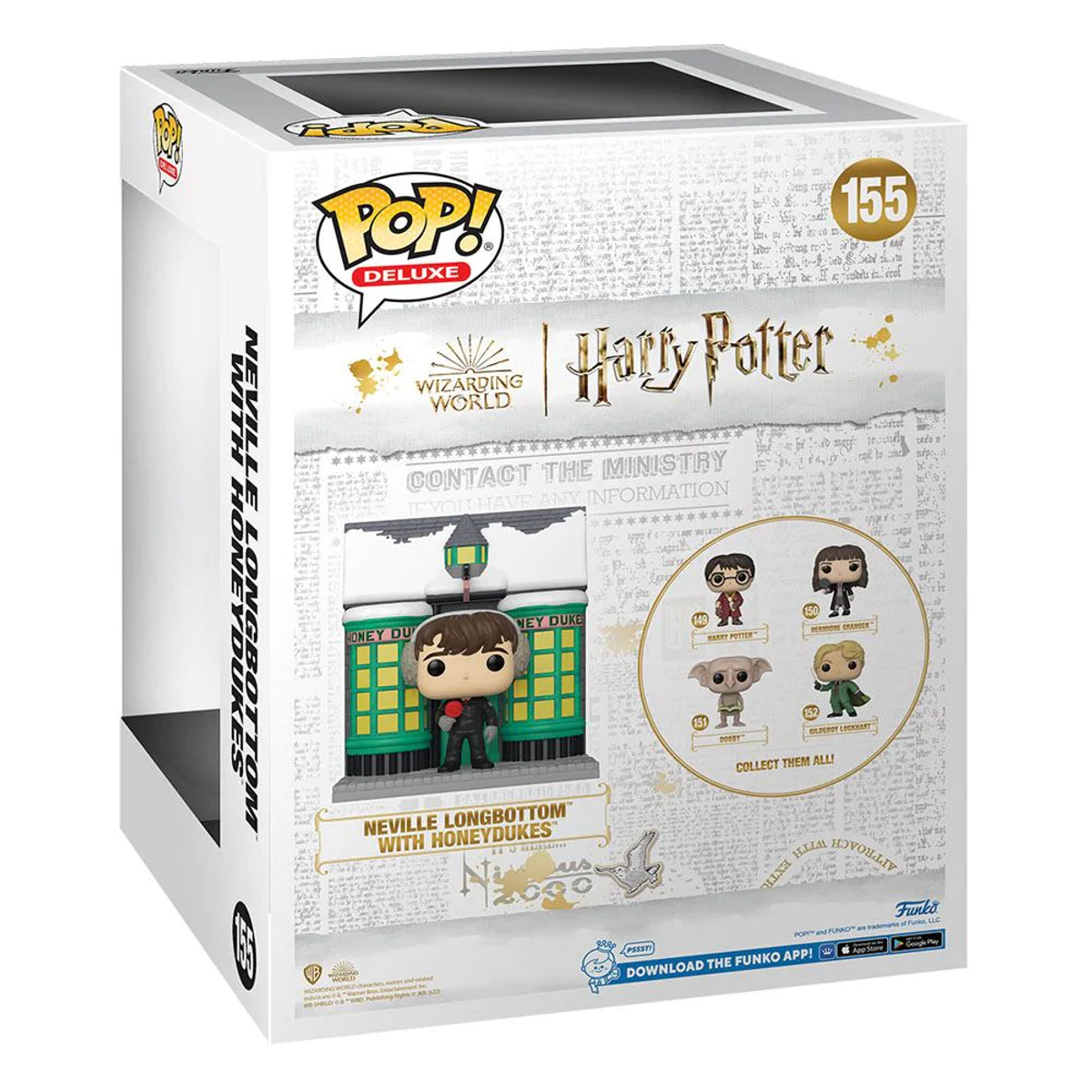 Funko Pop box for Neville Longbottom.  White box with images of the figure and other characters.