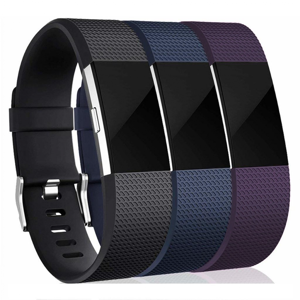 Fitbit (S), Armband Fitbit Charge 3er-Pack 2, (S), Charge Ersatzband, Schwarz INF Fitbit 2 2 Armband schwarz/blau/lila Charge 3er-Pack