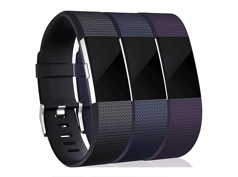 INF Fitbit Charge 2 Armband 3er-Pack (S), Ersatzband, Fitbit Charge 2 Armband 3er-Pack schwarz/blau/lila (S), Fitbit Charge 2, Schwarz