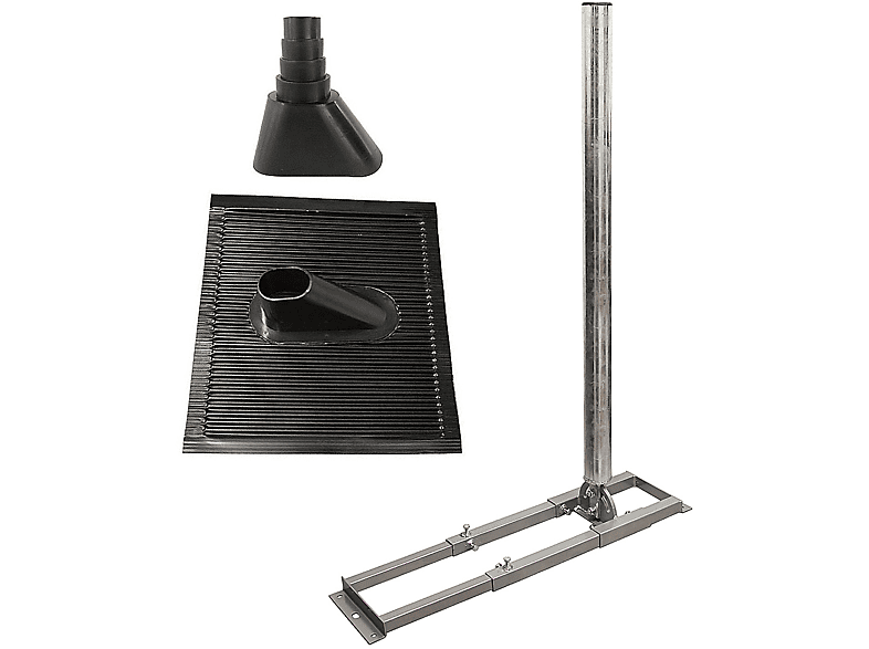 SKYREVOLT SAT Dachsparrenhalter 1m 60mm Manschette ALU-Ziegel Mast Silber Stahl Dachsparrenhalterung, schwarz