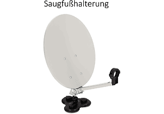 PREMIUMX Camping Sat Anlage inklusive Standfuß Masthalterung und Saugfuß kompakt im Koffer Satellitenschüssel