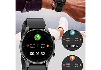 INF Smartwatch mit Blutsauerstoff- Smartwatch TPU + Leder, Schwarz | MediaMarkt