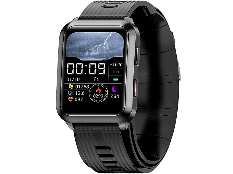 INF Smartwatch mit Blutdruckmessgerät Smartwatch Zinklegierung + Vakuumbeschichtung, Schwarz
