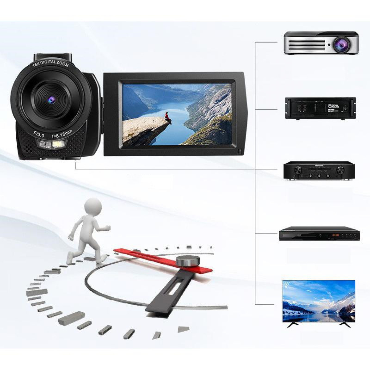 INF und opt. 1080P / Zoom Digitalkamera / drehbarer 16-facher Zoom LCD-Bildschirm Camcorder 24MP