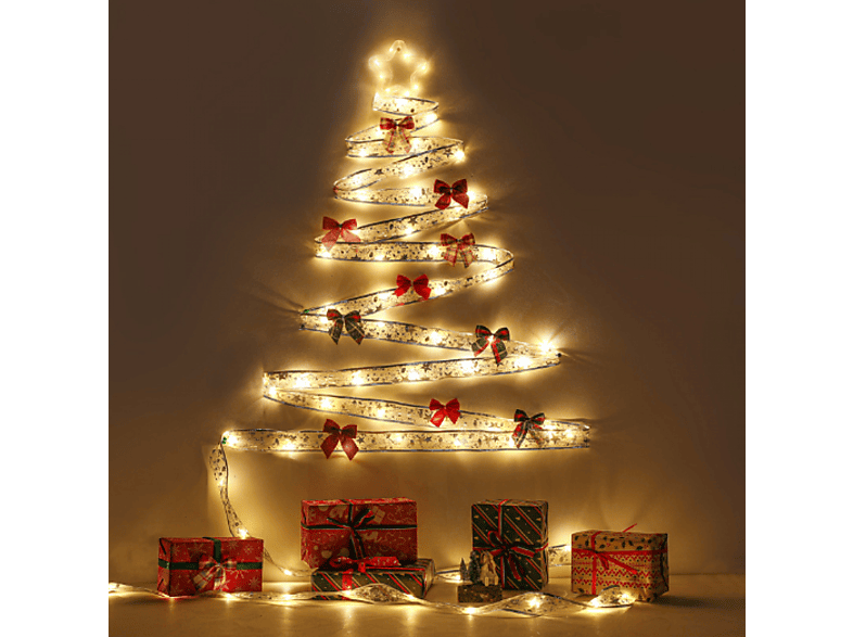 Weihnachtslichterkette Gold Dekoband mit Lichtband, INF