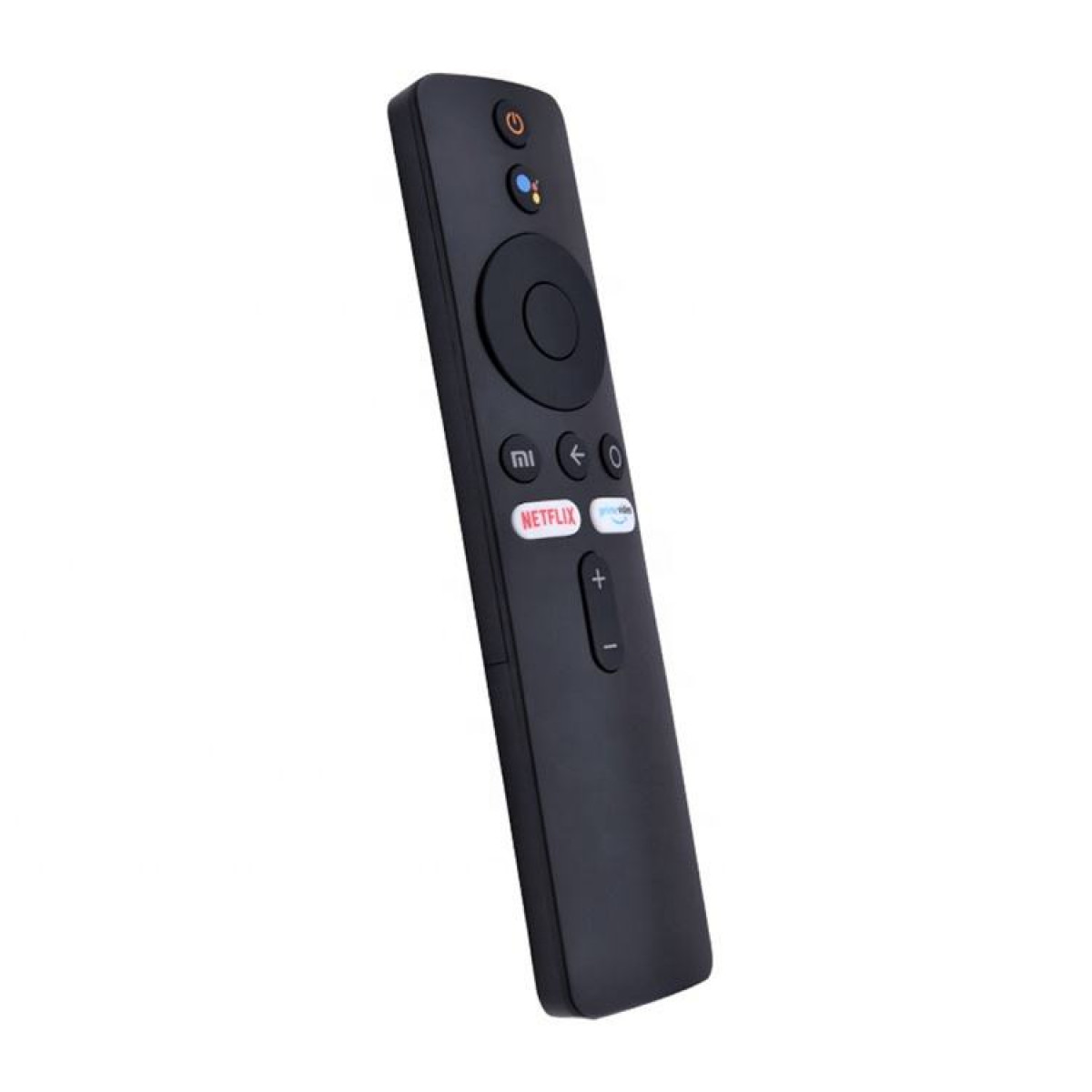 Schwarze TV-Fernbedienung mit Knöpfen und Netflix-Logo.