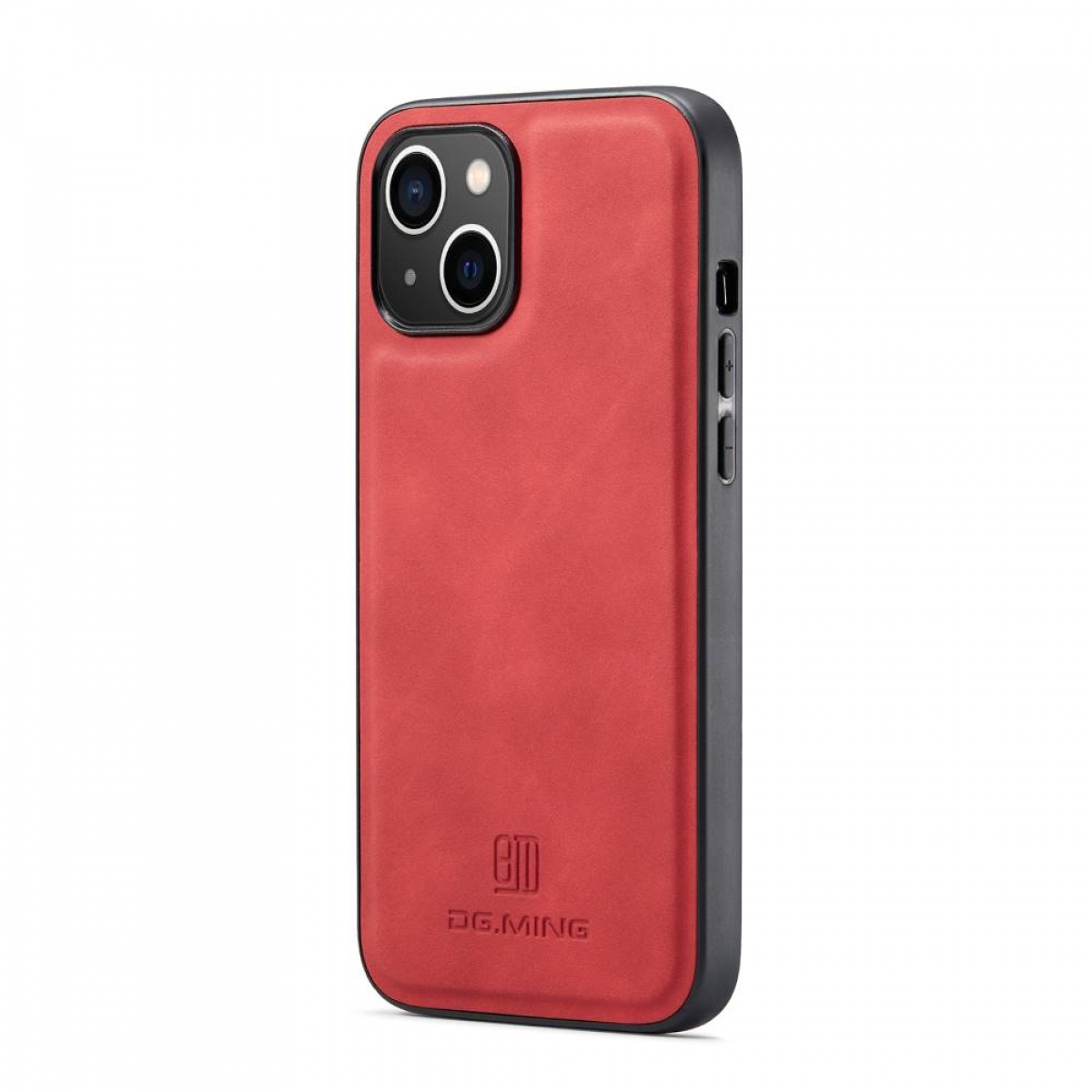 Eine rote Handyhülle auf weißem Untergrund. Die Hülle ist für ein iPhone.