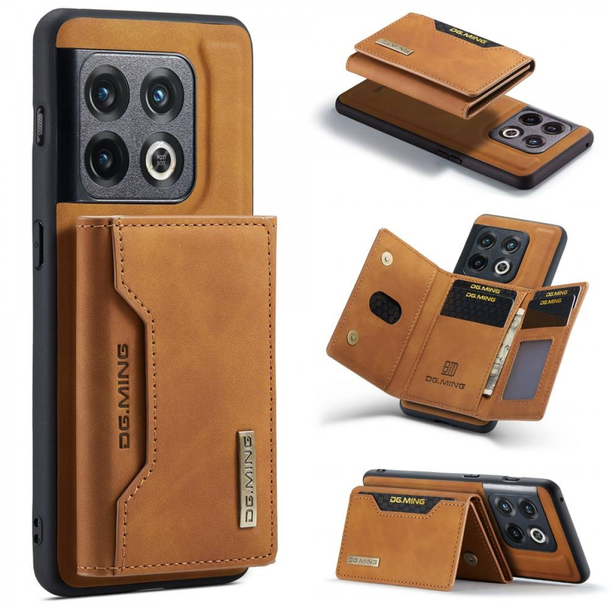 Handyhülle mit Portemonnaie. Zeigt das geöffnete Portemonnaie und das Telefon.
