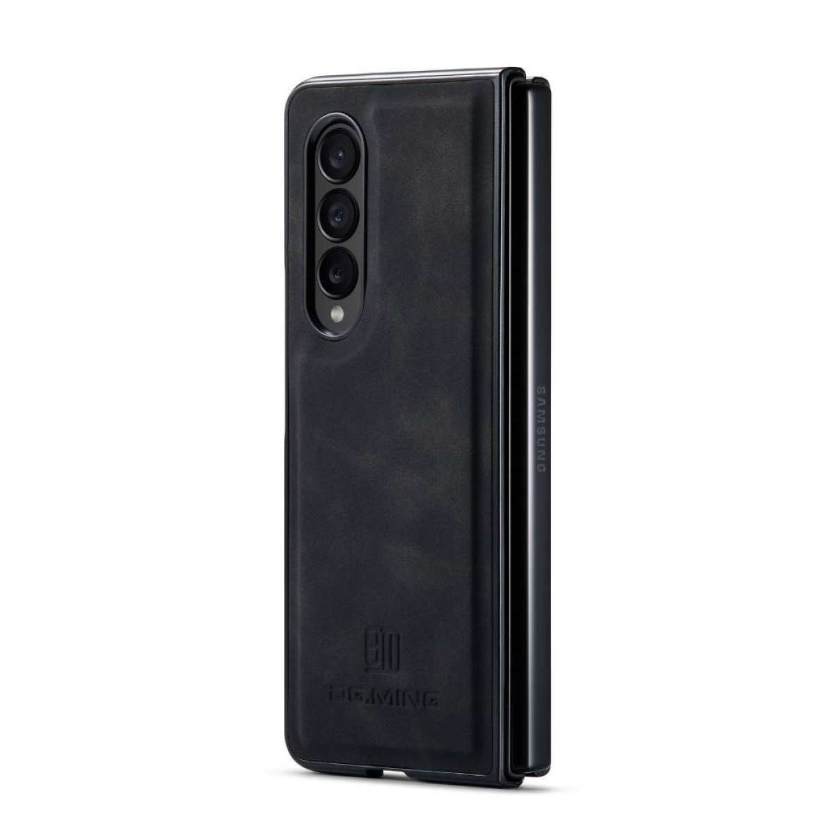 Schwarze Handyhülle für ein faltbares Telefon, mit dem DG.MING-Logo unten.