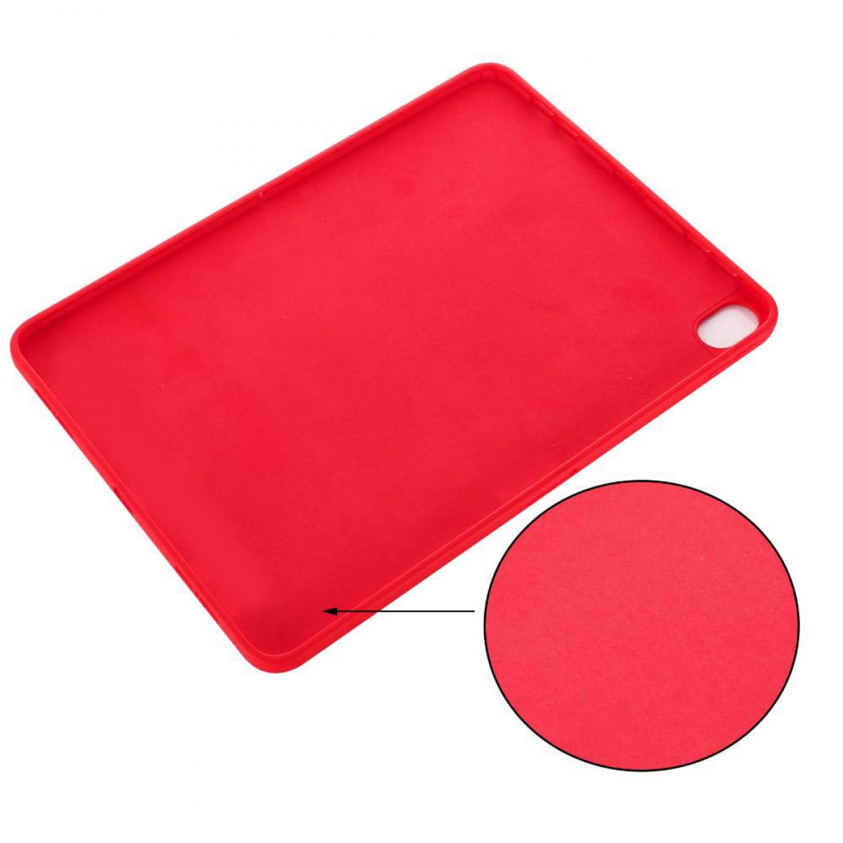 Rote Tablettasche. Die Tasche hat eine Nahaufnahme der Textur.