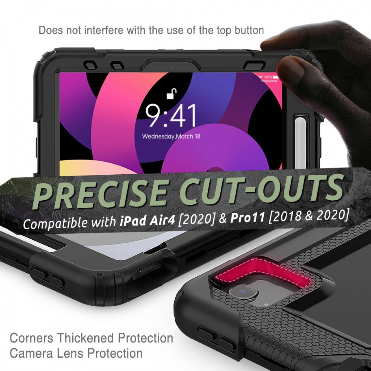 CASEONLINE Cover Full Tablethülle Schwarz Kunststoff, für Apple Hybrid